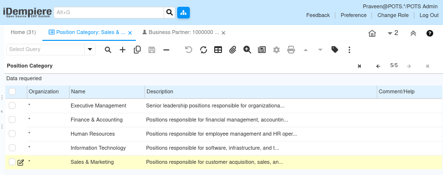 How to Configure Position Category in iDempiere TenthPlanet-iDempiere-PartnerRelations-PositionCategory