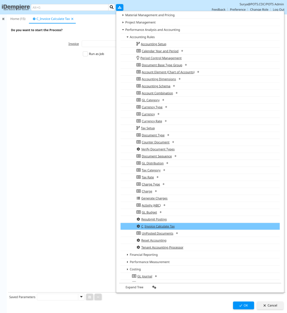 How to Process C_Invoice Calculate Tax in iDempiere TenthPlanet-iDempiere-Process-C_InvoiceCalculateTax-1