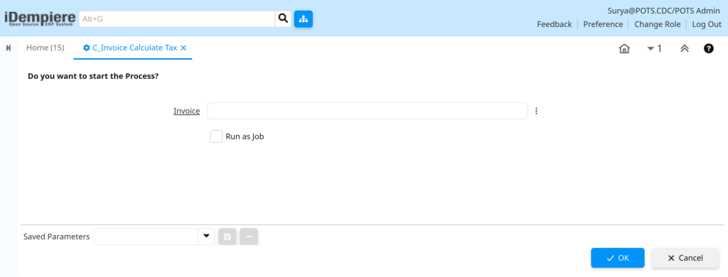 How to Process C_Invoice Calculate Tax in iDempiere TenthPlanet-iDempiere-Process-C_InvoiceCalculateTax-2