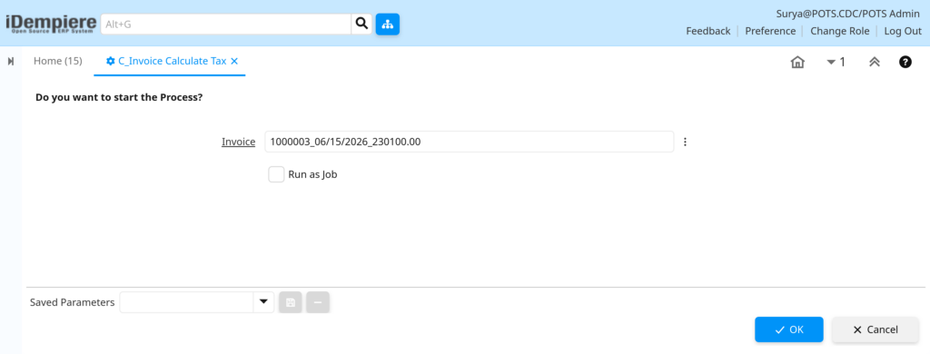 How to Process C_Invoice Calculate Tax in iDempiere TenthPlanet-iDempiere-Process-C_InvoiceCalculateTax-3