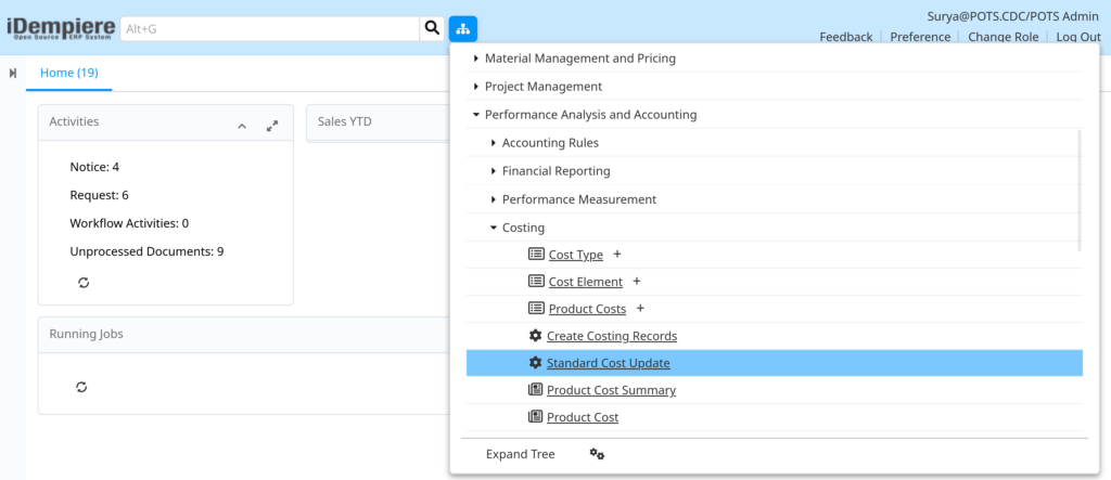 How to use Standard Cost Update process in iDempiere TenthPlanet-iDempiere-Process-StandardCostUpdate-1