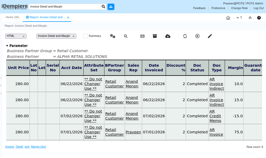 How does Invoice Detail and Margin works in iDempiere TenthPlanet-iDempiere-Sales-InvoiceDetailMargin-2