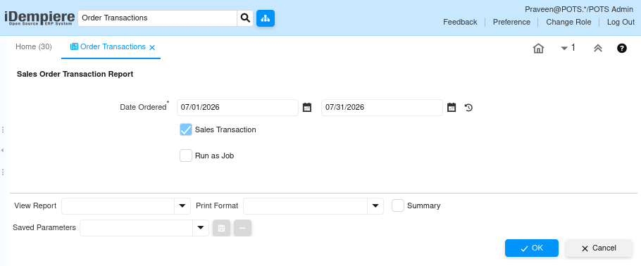 How does Order Transaction Report works in iDempiere TenthPlanet-iDempiere-Sales-OrderTransactions