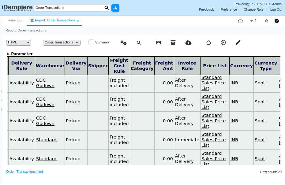 How does Order Transaction Report works in iDempiere TenthPlanet-iDempiere-Sales-OrderTransactions-2