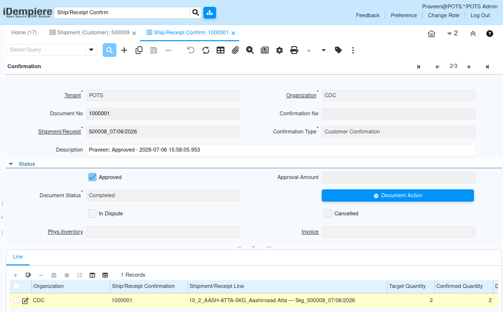 TenthPlanet iDempiere Sales ShipmentCustomer5