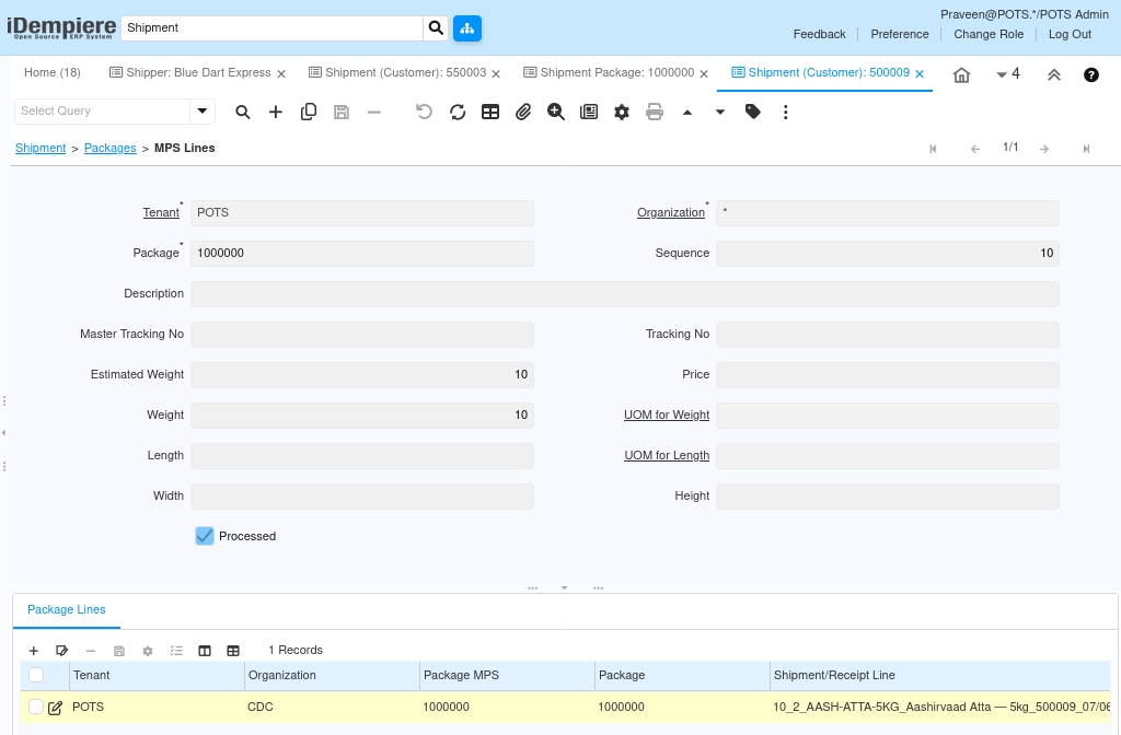 TenthPlanet iDempiere Sales ShipmentPackage1