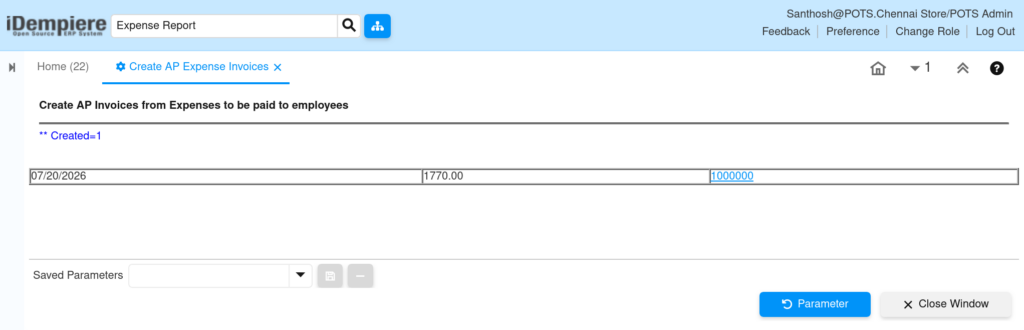 TenthPlanet iDempiere Service CreateAPExpenseInvoice 2