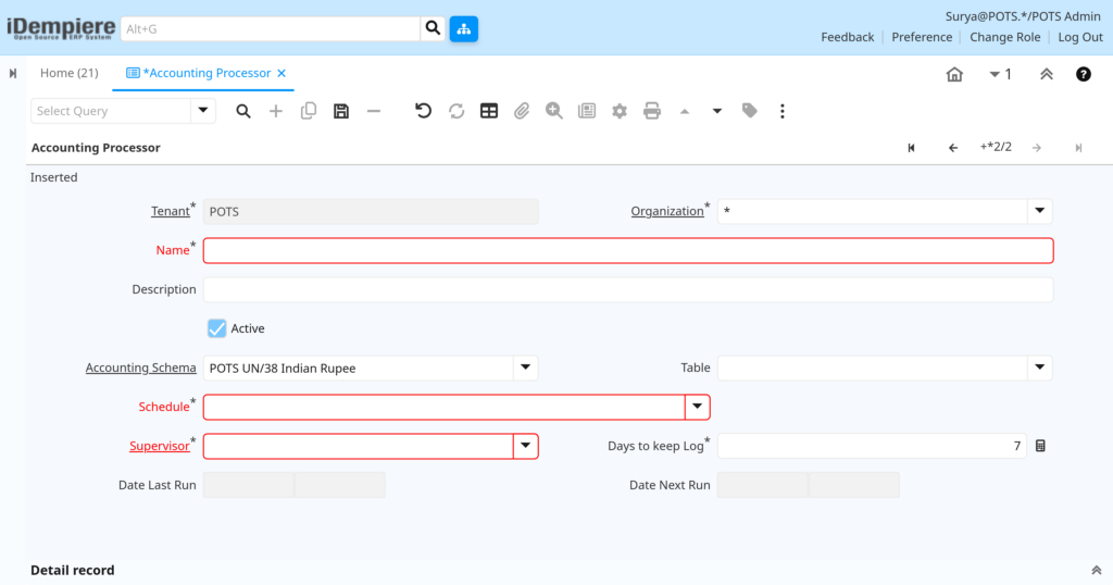 How to Configure Accounting Processor in iDempiere TenthPlanet-iDempiere-SystemAdmin-AccountingProcessor-2
