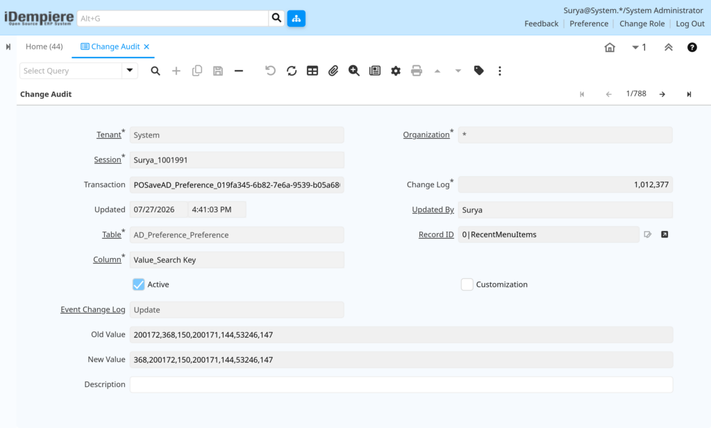 TenthPlanet-iDempiere-SystemAdmin-ChangeAudit-3