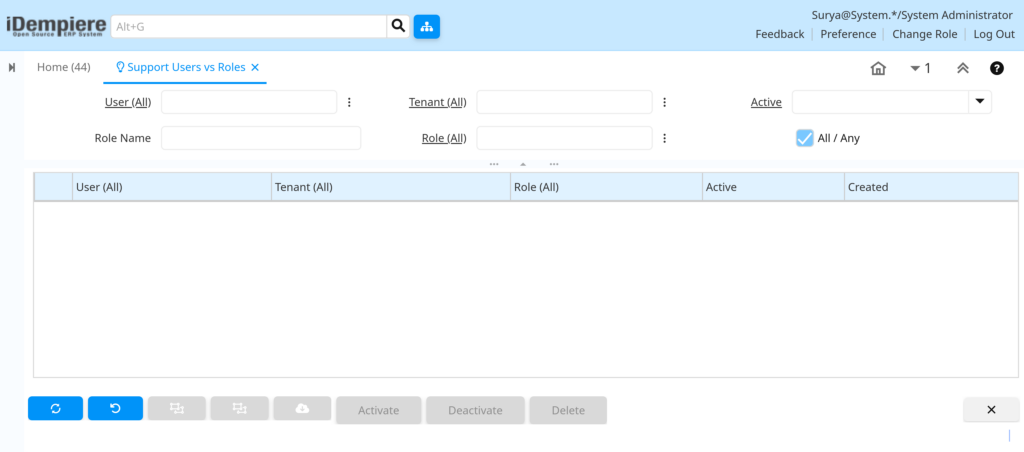 How Support Users vs Roles Info Window Works in iDempiere TenthPlanet-iDempiere-SystemAdmin-SupportUsersVsRoles-2