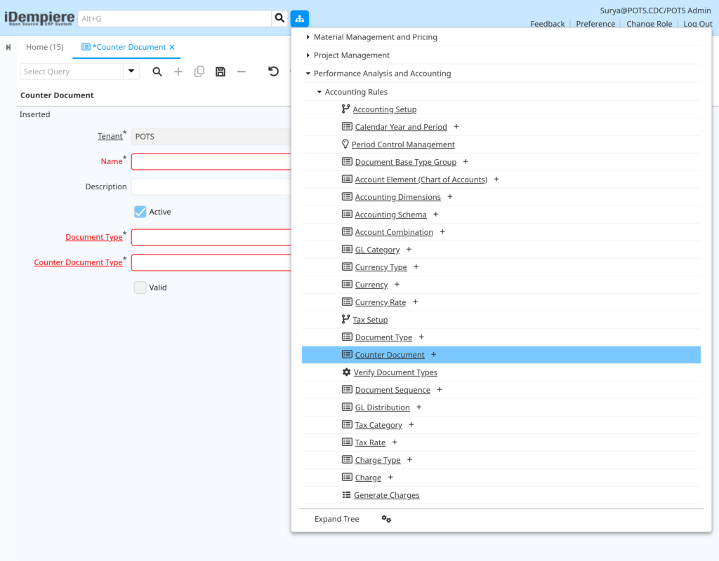 How to Configure Counter Document in iDempiere TenthPlanet-iDempiere-Transaction-CounterDocument-1