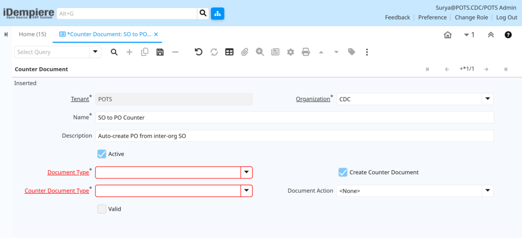 How to Configure Counter Document in iDempiere TenthPlanet-iDempiere-Transaction-CounterDocument-3