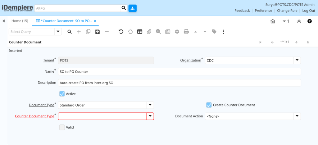 How to Configure Counter Document in iDempiere TenthPlanet-iDempiere-Transaction-CounterDocument-4