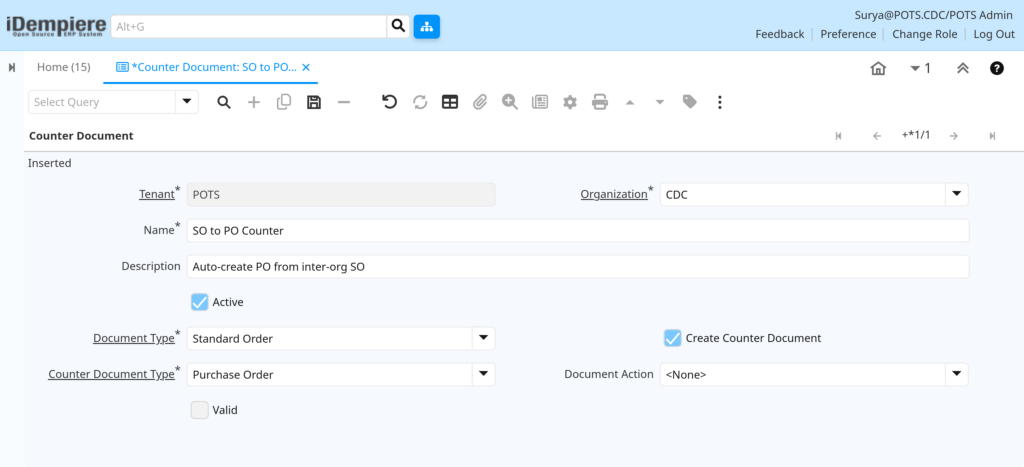 How to Configure Counter Document in iDempiere TenthPlanet-iDempiere-Transaction-CounterDocument-5