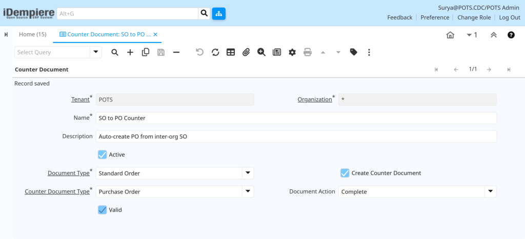 How to Configure Counter Document in iDempiere TenthPlanet-iDempiere-Transaction-CounterDocument-7