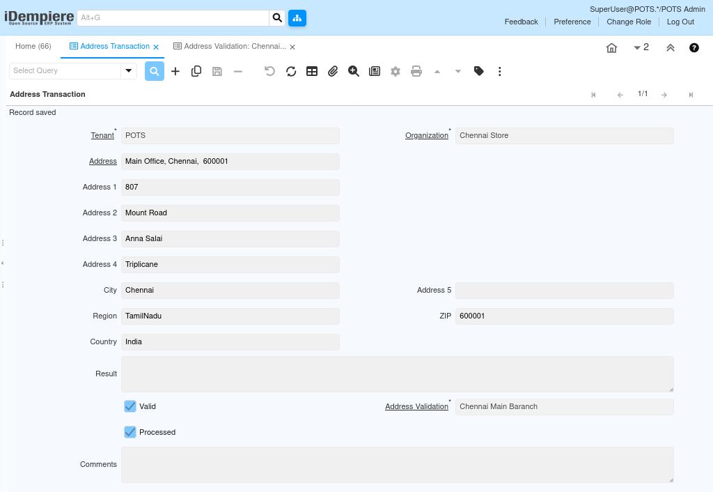Tenthplanet-iDempiere-ADDRESS-TRANSACTION
