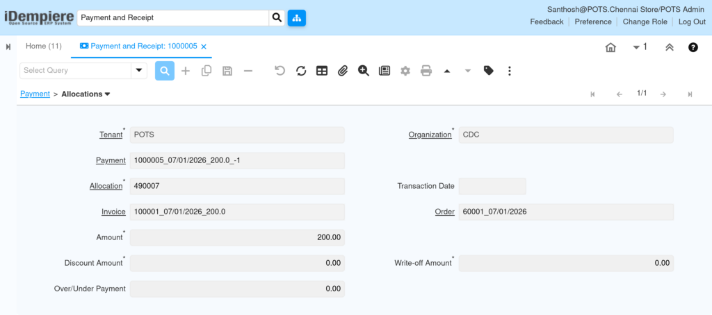 How to Configure AR Payment and Receipt in iDempiere Tenthplanet iDempiere ARPayment 1