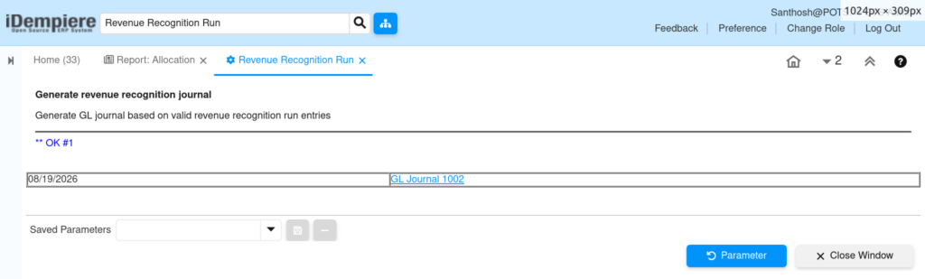 How to Run Revenue Recognition Run in iDempiere TenthPlanet iDempiere Accounting RevenueRecognition 2