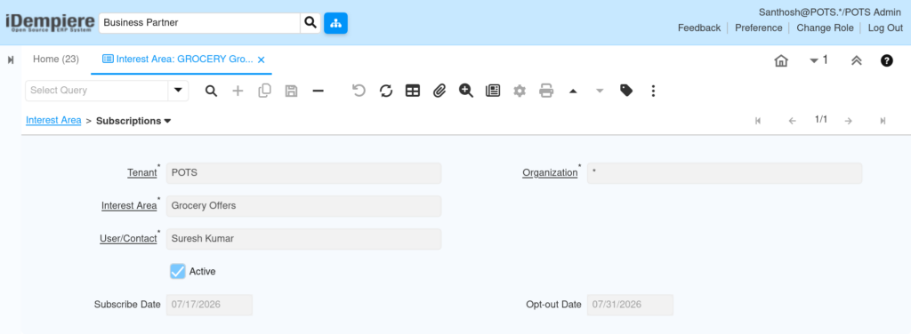 How to Configure the Interest Area Window in iDempiere TenthPlanet-iDempiere-IntrestArea-2