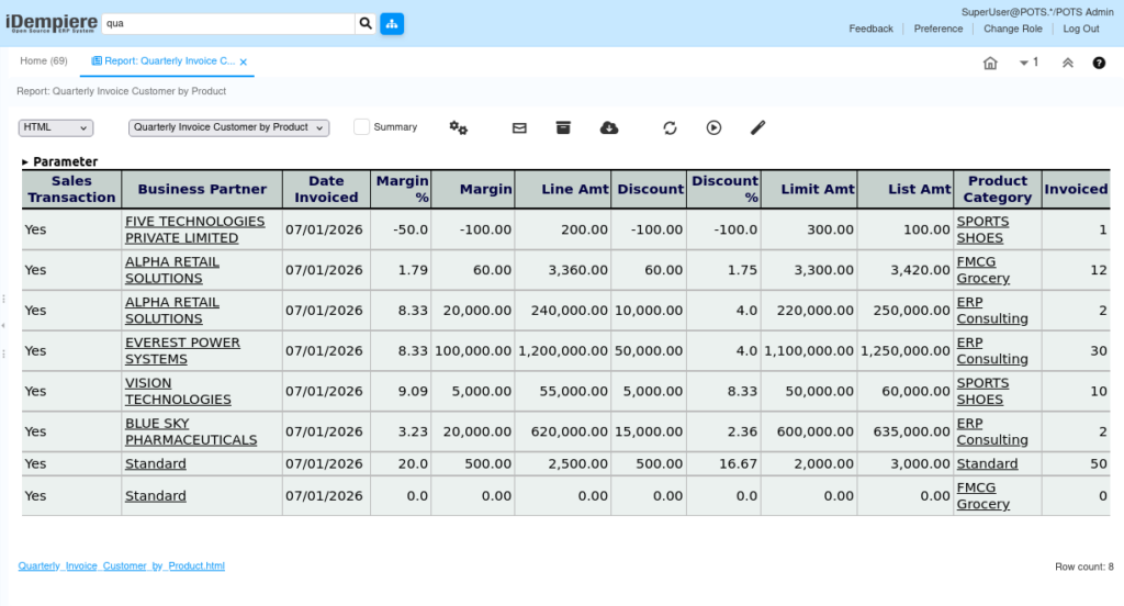 TenthPlanet-iDempiere-Report-quarterly-invoice-customer-by-Product-1