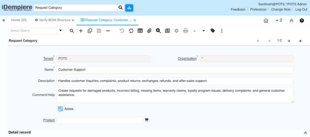 How to Configure Request Category in iDempiere TenthPlanet-iDempiere-Request-Request-Category-1
