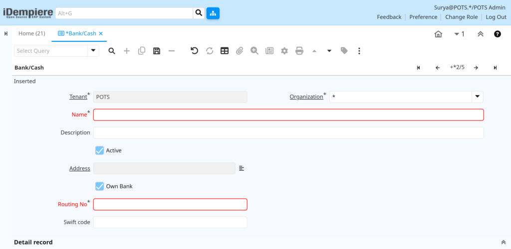 How to Configure Bank/Cash in iDempiere TenthPlanet-iDempiere-SystemAdmin-Bank_Cash-2