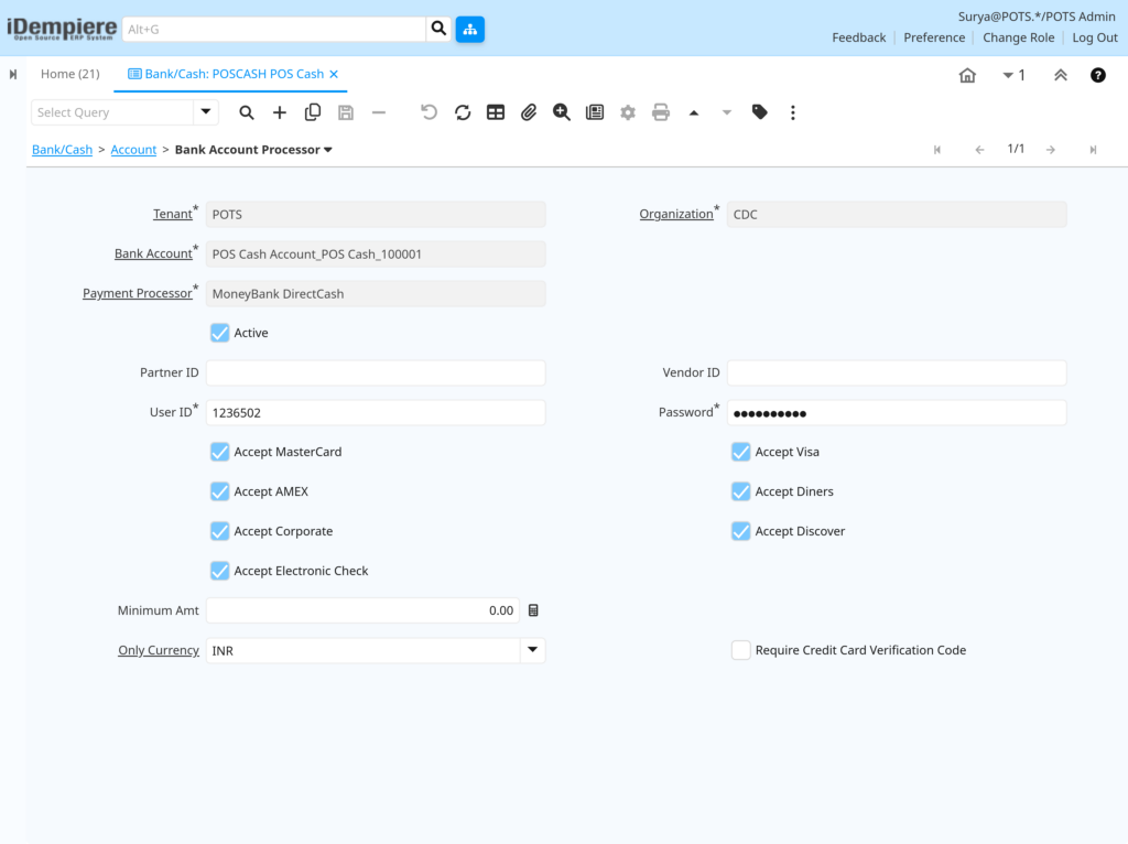 How to Configure Bank/Cash in iDempiere TenthPlanet-iDempiere-SystemAdmin-Bank_Cash-5