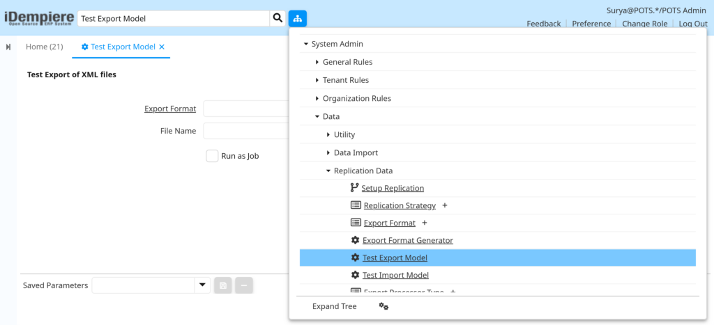 How to Configure Test Export Model in iDempiere TenthPlanet-iDempiere-SystemAdmin-TestExportModel-1