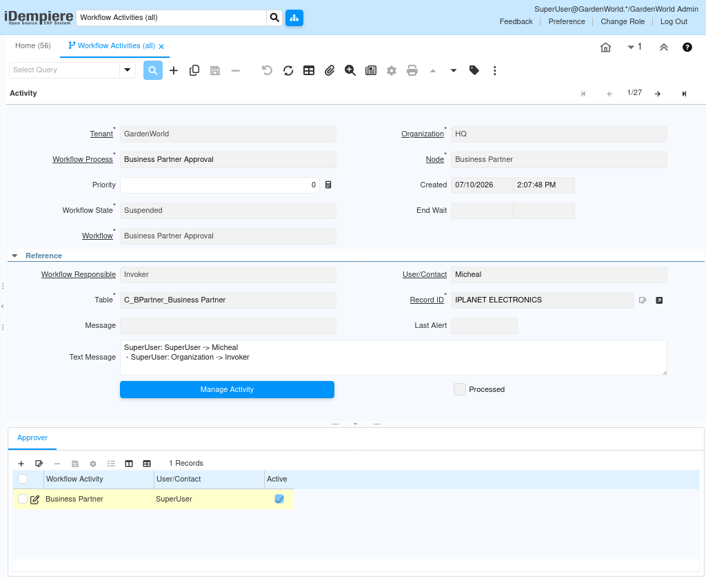 TenthPlanet iDempiere Workflow Activities all 1