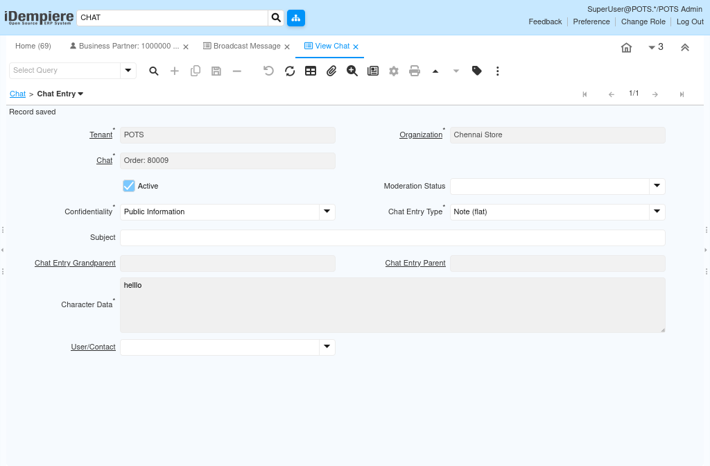 How Does Work View Chat Window in iDempiere Tenthplanet Idempiere-Collaboration-View Chat-1
