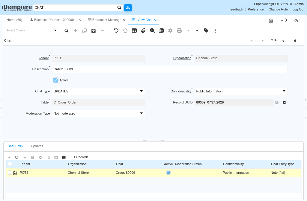 How Does Work View Chat Window in iDempiere Tenthplanet Idempiere-Collaboration-View Chat