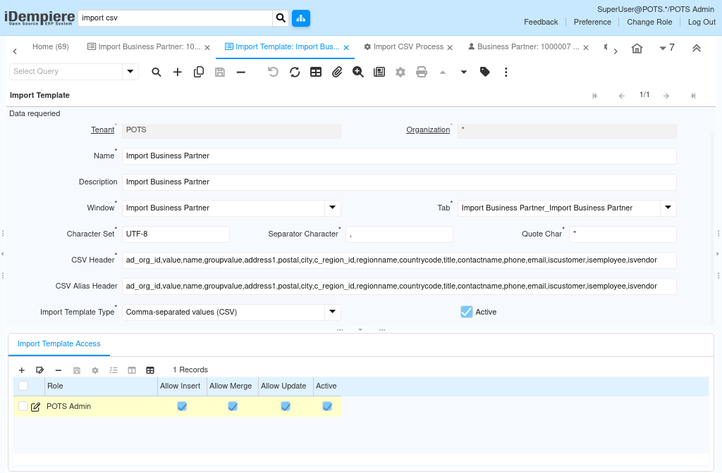 How to Create and Configure an Import Template in iDempiere Tenthplanet Idempiere-Data-Import Template