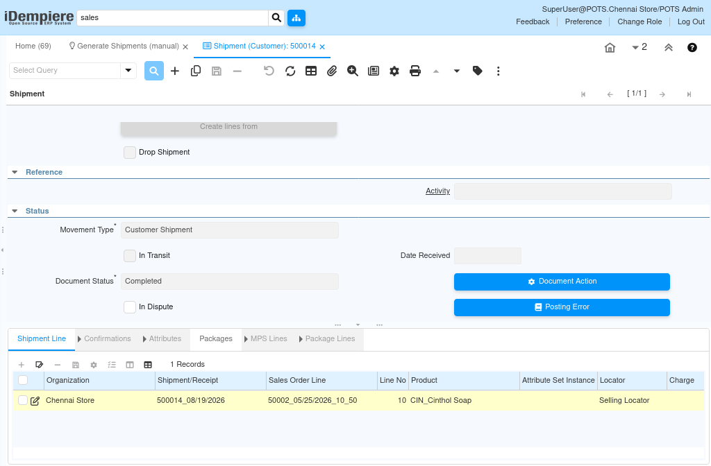 How To Generate Shipment(Manual) in iDempiere Tenthplanet-Idempiere-Sales Management-Generate Shipment (Manual)-4