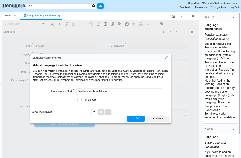 How does Work Language Window in iDempiere Tenthplanet-Idempiere-System Rules-Languages-1
