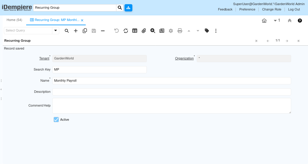 How to Configure Recurring Group in iDempiere Tenthplanet iDempiere Recurring Group 1