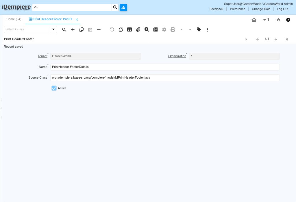 How to Configure Print Header/Footer in iDempiere Tenthplanet-iDempiere-print-header-footer-1