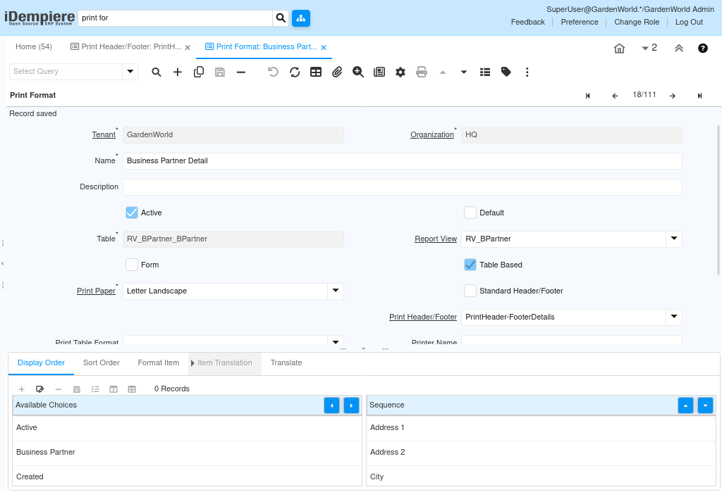 How to Configure Print Header/Footer in iDempiere Tenthplanet-iDempiere-print-header-footer-2