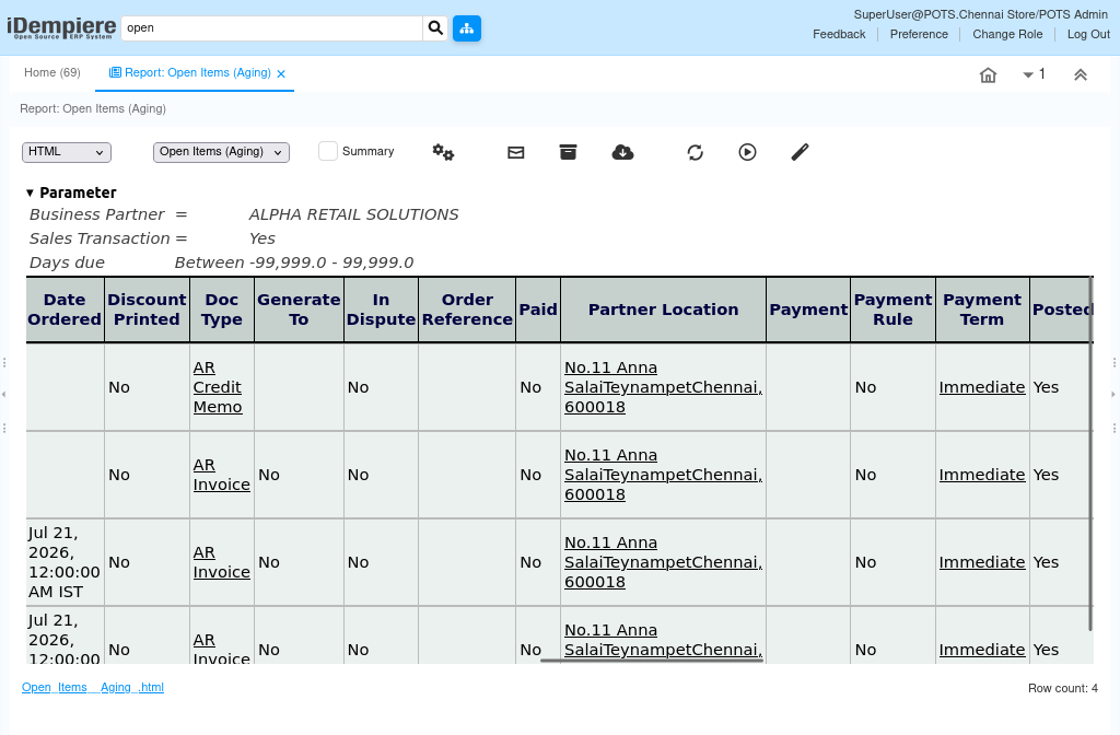 How Does Open Items (Aging) Report Works In iDempiere Tenthplanet-idempiere-Report-Open Items (Aging)-3