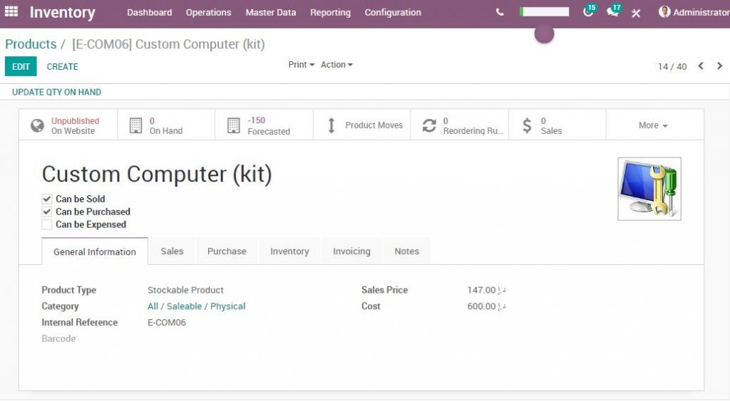 Odoo Inventory Management