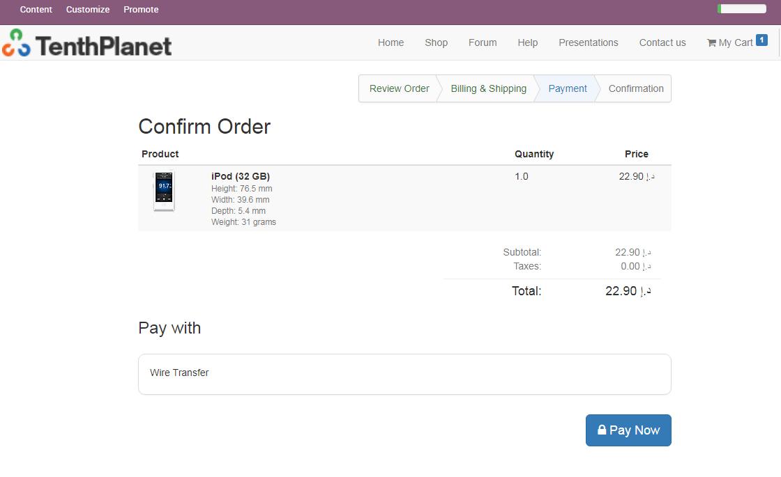 Tenthplanet_Odoo_Modules_Ecommerce_Product_Payment_Page