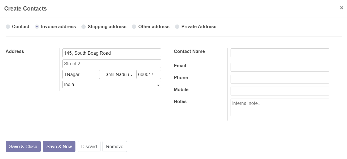 Vendor Contact and Addresses