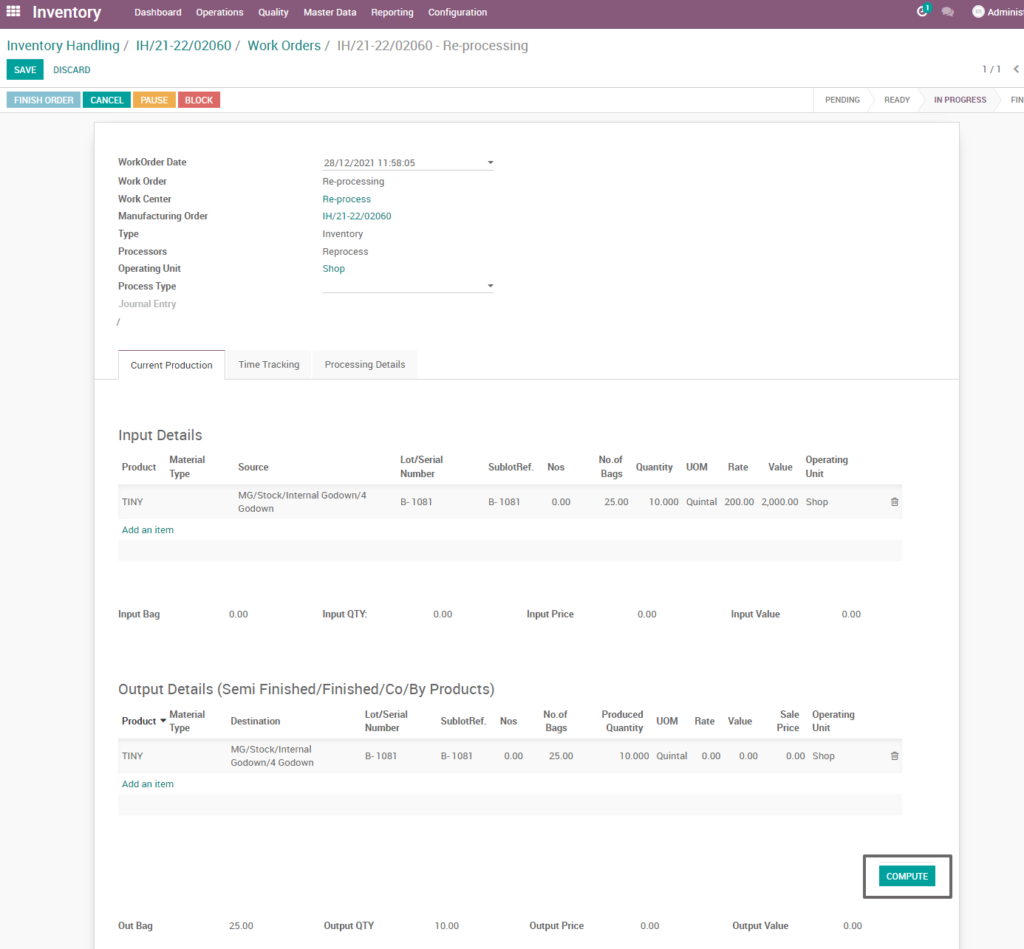 Ricetrading ERP Inventory Managementcompute byproduct reprocessing