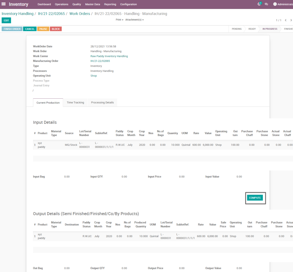 Ricetrading ERP Inventory Managementcompute raw paddy manufacturing