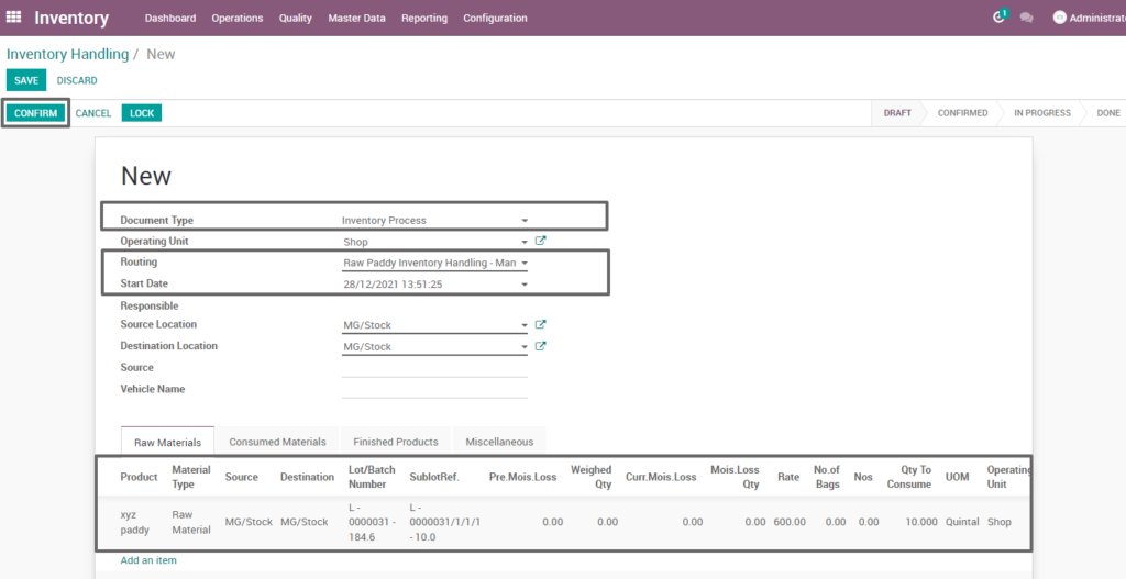 Ricetrading ERP Inventory Managementcreate raw paddy manufacturing