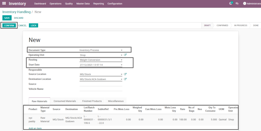 Ricetrading ERP Inventory Managementcreate weight conversion