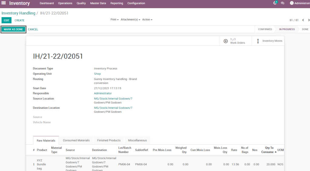 Ricetrading ERP Inventory Managementmark as done gunny inventory handling