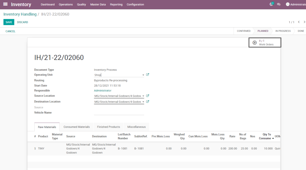 Ricetrading ERP Inventory Managementopen workorder byproduct reprocessing