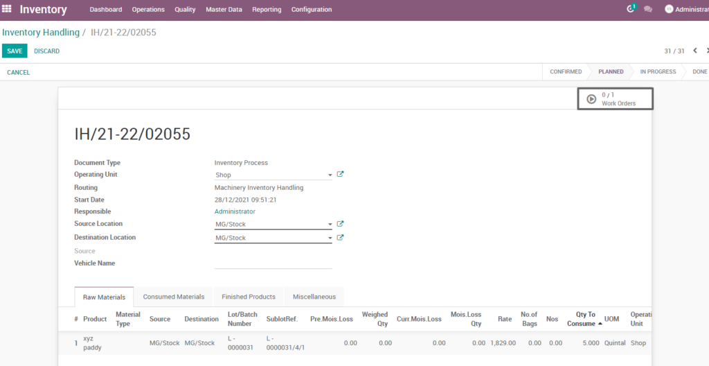 Ricetrading ERP Inventory Managementopen workorder machinery inventory handling