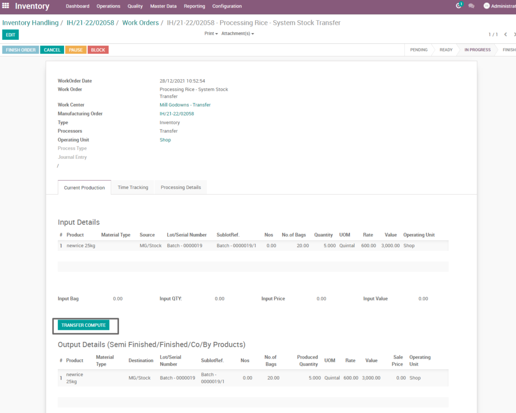 Ricetrading ERP Inventory Managementtransfer compute rice system stock transfer