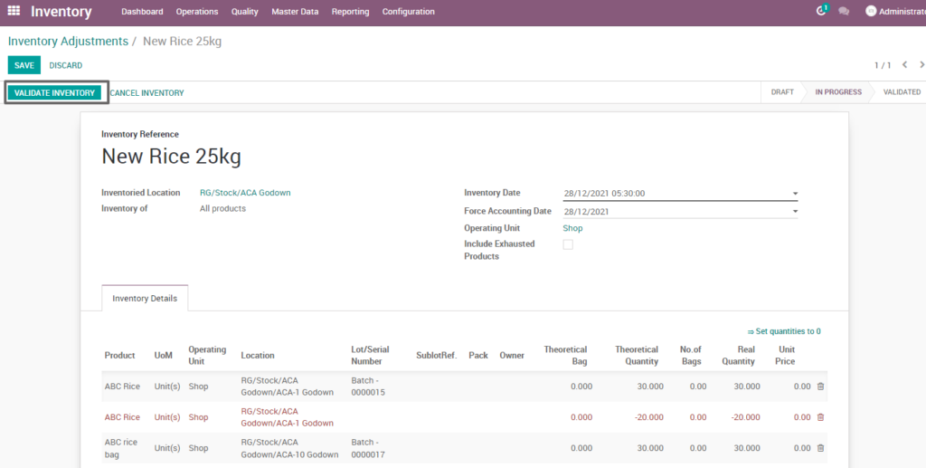 Ricetrading ERP Inventory Managementvalidate inventory adjustments 1